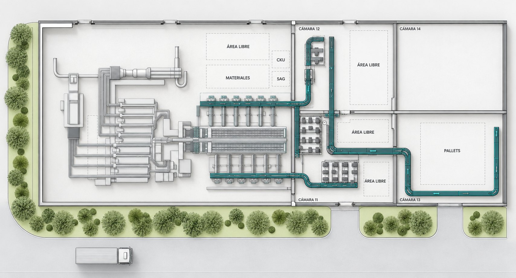 ELE3 Empresas — Layout de reestructuración de línea de packing Unifruti, Rancagua