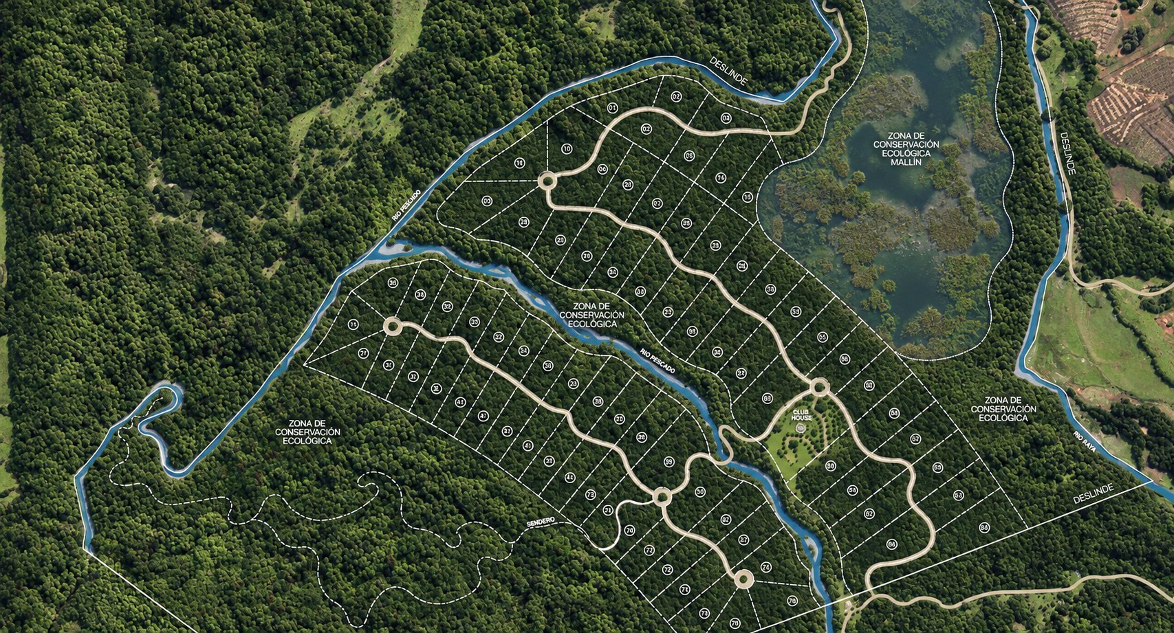 ELE3 Empresas — Master plan de 78 lotes en campo de 300 ha, Puerto Varas, camino a Ensenada